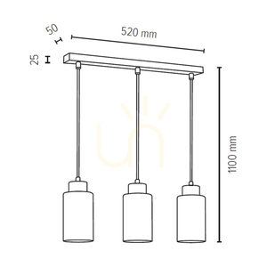 Lampa suspendată Bosco, 3xE27, Max. 60 W, stejar uleiat/antracit, cablu împletit/alb-negru, abajur din sticlă, 54 cm small 2