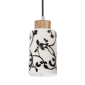 Lampa suspendată Bosco, 4xE27, Max. 60 W, stejar uleiat/antracit, cablu împletit/alb-negru, abajur din sticlă, 75 cm small 1