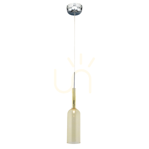 Lampă suspendată în formă de sticlă, include 1x LED 3000K 3W, metal cromat / cablu din PVC transparent / abajur din sticlă galbenă Ø8 cm small 0