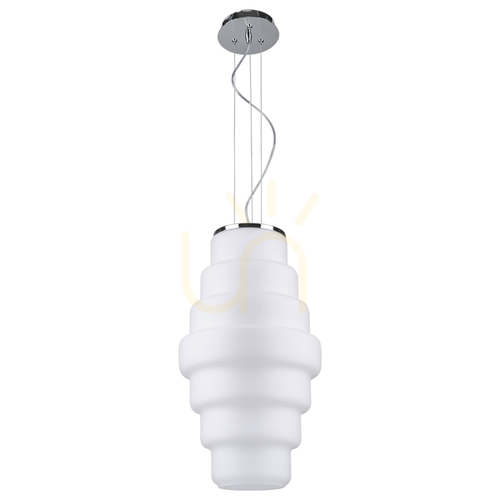 Verifica Lampa suspendată Britt, 1xE27, Max. 60 W, metal cromat/abat-jour din sticlă albă, Ø 30 cm