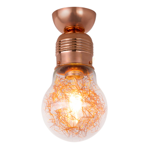 Lampă de tavan cu bec, 1xE27, Max. 60 W, corp din cupru/abat-jour din sticlă transparentă, Ø 14 cm small 1