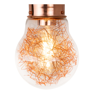 Lampă de tavan cu bec, 1xE27, Max. 60 W, corp din cupru/abat-jour din sticlă transparentă, Ø 14 cm small 2