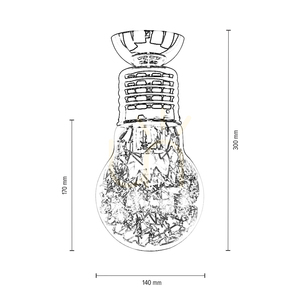 Lampă de tavan cu bec, 1xE27, Max. 60 W, corp din cupru/abat-jour din sticlă transparentă, Ø 14 cm small 4