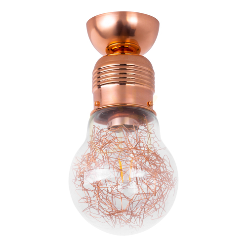 Verifica Lampă de tavan cu bec, 1xE27, Max. 60 W, corp din cupru/abat-jour din sticlă transparentă, Ø 14 cm