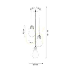 Lampă suspendată cu bec, 3xE27, Max. 60 W, metal cromat / cablu din PVC transparent / abajur din sticlă albă, Ø 33 cm small 2
