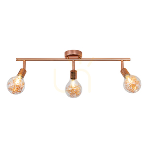 Lampă de tavan, 3 becuri G9, Max. 28 W, corp din cupru/abat-jour din sticlă transparentă, 58,5 cm small 1