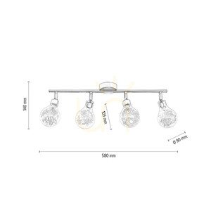 Lampă de tavan, 4 becuri G9, Max. 28 W, metal cromat/abat-jour din sticlă transparentă, 58 cm small 4