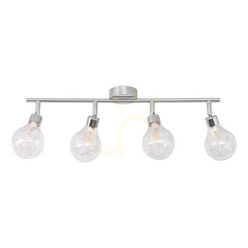 Verifica Lampă de tavan, 4 becuri G9, Max. 28 W, metal cromat/abat-jour din sticlă transparentă, 58 cm