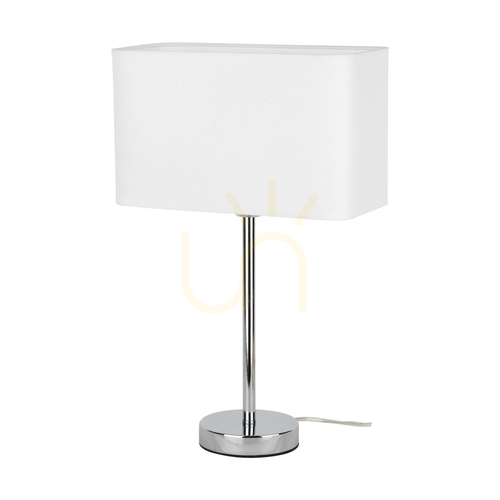 Verifica Lampa de masă Cadre, 1xE27, Max. 25 W, metal cromat / cablu din PVC transparent / abajur alb, 30 cm