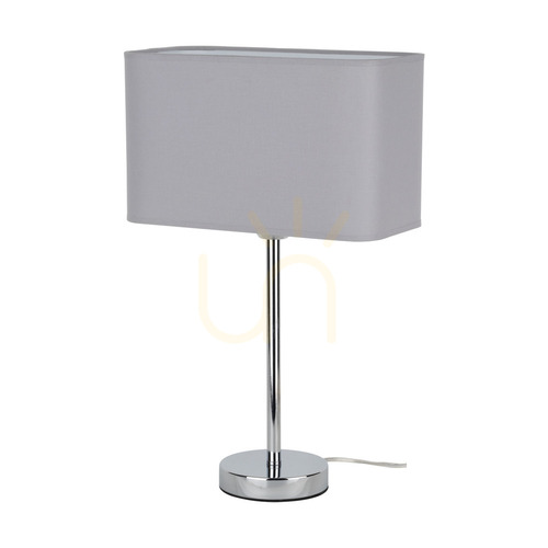 Verifica Lampa de masă Cadre, 1xE27, Max. 25 W, metal cromat / cablu din PVC transparent / abajur gri, 30 cm