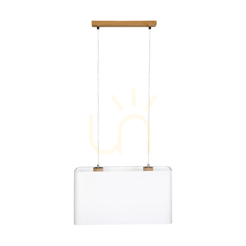 Verifica Lampă suspendată Cadre 2xE27 Max. 40 W, stejar uleiat / cablu din PVC transparent / abajur alb, 56 cm