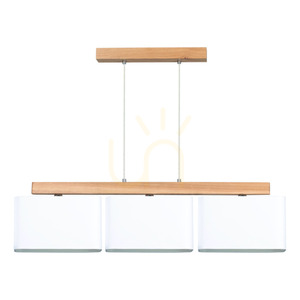 Lampă suspendată Cadre, 3xE27, Max. 25 W, stejar uleiat / cablu din PVC transparent / abajur alb, 95 cm small 0