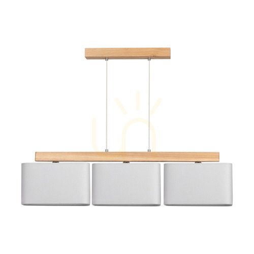 Verifica Lampă suspendată Cadre, 3xE27, Max. 25 W, stejar tratat cu ulei / cablu din PVC transparent / abajur gri, 95 cm