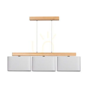 Lampă suspendată Cadre, 3xE27, Max. 25 W, stejar tratat cu ulei / cablu din PVC transparent / abajur gri, 95 cm small 0