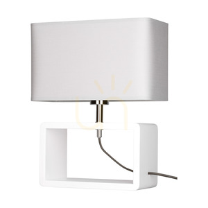 Lampa de masă Cadre Quadrat, 1xE27, Max. 25 W, lemn de fag alb, cablu împletit/gri, abajur de 30 cm small 2