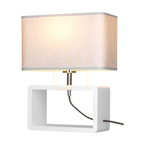 Lampa de masă Cadre Quadrat, 1xE27, Max. 25 W, lemn de fag alb, cablu împletit/gri, abajur de 30 cm small 3
