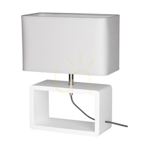 Lampa de masă Cadre Quadrat, 1xE27, Max. 25 W, lemn de fag alb, cablu împletit/gri, abajur de 30 cm small 0