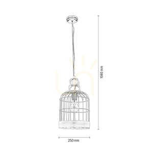 Lampă suspendată tip cușcă, 1xE27, Max. 60 W, metal alb, Ø 25 cm small 2