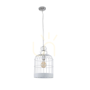 Lampă suspendată tip cușcă, 1xE27, Max. 60 W, metal alb, Ø 25 cm small 0