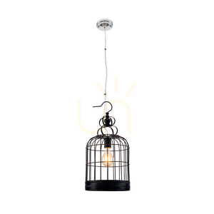 Lampă suspendată tip cușcă, 1xE27, Max. 60 W, metal negru, Ø 25 cm small 1