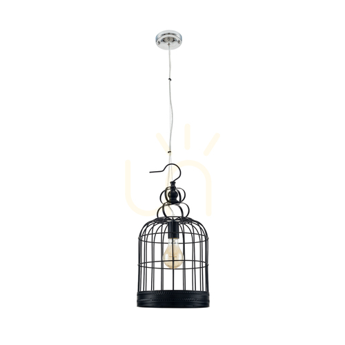 Verifica Lampă suspendată tip cușcă, 1xE27, Max. 60 W, metal negru, Ø 25 cm