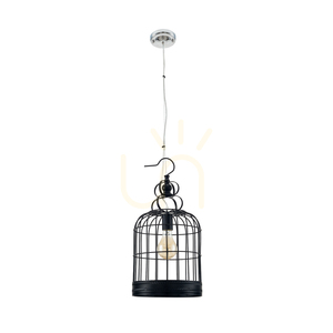 Lampă suspendată tip cușcă, 1xE27, Max. 60 W, metal negru, Ø 25 cm small 0