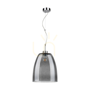 Lampă suspendată Campana, 1xE27, Max. 60 W, metal cromat / cablu din PVC transparent / abajur din sticlă fumurie, Ø 30 cm small 0