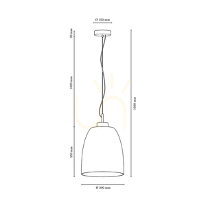 Lampă suspendată Campana, 1xE27, Max. 60 W, stejar uleiat / cablu din PVC transparent / abajur din sticlă albă, Ø 30 cm small 2