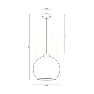 Lampa suspendată Canberra, 1xE27, Max. 60 W, metal negru/cablu din PVC transparent/abat-jour din sticlă fumurie, Ø 30 cm small 3
