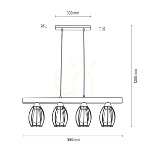 Lampa suspendată Carlo 4xE27 Max. 60 W, stejar uleiat/metal negru/cablu din PVC negru/abat-jour din metal negru, 86 cm small 2