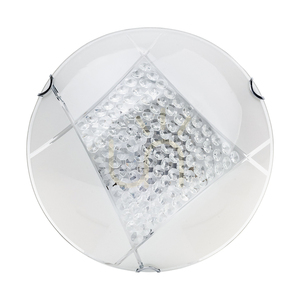 Lampa de tavan Carolina, include 1 bec LED de 2700K și 18W, corp metalic cromat/abat-jour din sticlă albă, Ø40 cm small 3