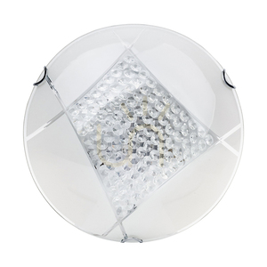 Lampa de tavan Carolina, include 1 bec LED de 2700K și 15W, corp metalic cromat/abat-jour din sticlă albă, Ø30 cm small 3