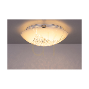 Lampa de tavan Carolina, include 1 bec LED de 2700K și 15W, corp metalic cromat/abat-jour din sticlă albă, Ø30 cm small 4
