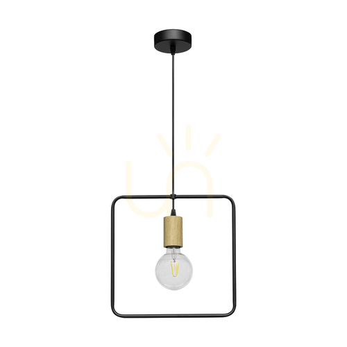 Verifica Lampa suspendată Carsten Wood, 1xE27, Max. 60 W, stejar lustruit cu ulei/metal negru/cablu din PVC negru, Ø 32 cm