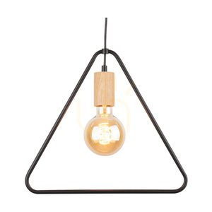 Lampa suspendată Carsten Wood, 1xE27, Max. 60 W, stejar lustruit cu ulei/metal negru/cablu din PVC negru, Ø 37 cm small 2