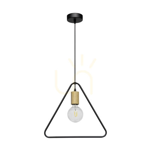Verifica Lampa suspendată Carsten Wood, 1xE27, Max. 60 W, stejar lustruit cu ulei/metal negru/cablu din PVC negru, Ø 37 cm