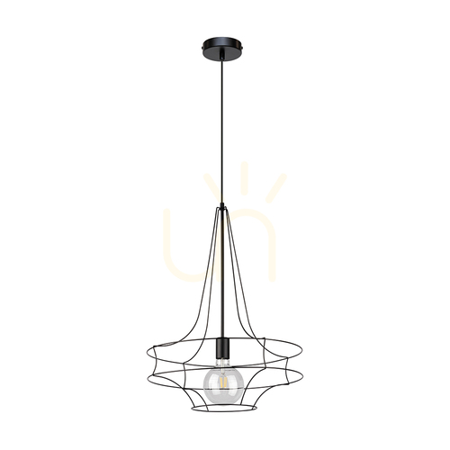 Verifica Lampa suspendată Casa Rina, 1xE27, Max. 60 W, metal negru/cablu din PVC negru, Ø 48 cm