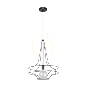 Lampa suspendată Casa Rina, 1xE27, Max. 60 W, metal negru/cablu din PVC negru, Ø 48 cm small 0