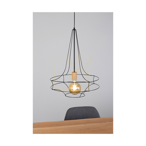Lampa suspendată Casa Rina 1xE27 Max. 60 W, stejar uleiat/metal negru/cablu din PVC negru, Ø 48 cm small 2