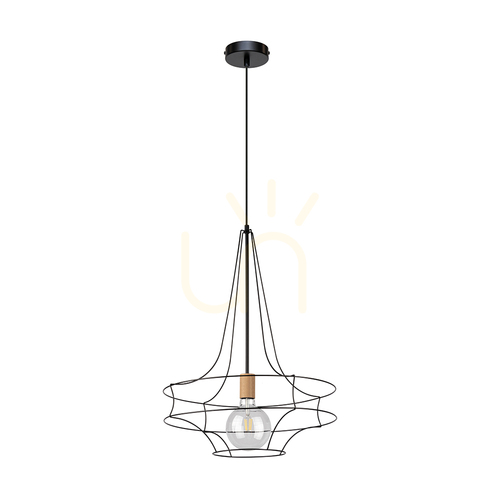 Verifica Lampa suspendată Casa Rina 1xE27 Max. 60 W, stejar uleiat/metal negru/cablu din PVC negru, Ø 48 cm