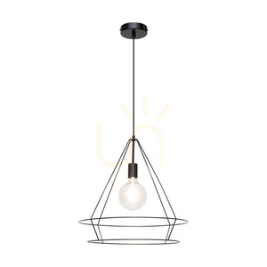 Lampa suspendată Casa Triango, 1xE27, Max. 60 W, metal negru/cablu din PVC negru, Ø 48 cm small 1