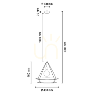 Lampa suspendată Casa Triango 1xE27 Max. 60 W, stejar uleiat/metal negru/cablu din PVC negru, Ø 48 cm small 3