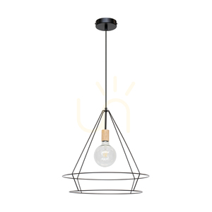 Lampa suspendată Casa Triango 1xE27 Max. 60 W, stejar uleiat/metal negru/cablu din PVC negru, Ø 48 cm small 0