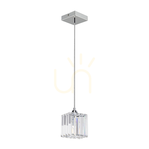 Verifica Lampă suspendată „Casino”, 1xE27, Max. 60 W, metal cromat / cablu din PVC transparent / abajur transparent cristal, 13 cm