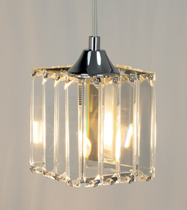 Lampă suspendată „Casino”, 2xE27, Max. 60 W, metal cromat / cablu din PVC transparent / abajur transparent cristal, 33 cm small 2