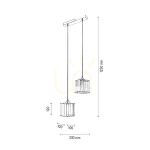 Lampă suspendată „Casino”, 2xE27, Max. 60 W, metal cromat / cablu din PVC transparent / abajur transparent cristal, 33 cm small 4