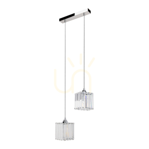Lampă suspendată „Casino”, 2xE27, Max. 60 W, metal cromat / cablu din PVC transparent / abajur transparent cristal, 33 cm small 0