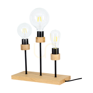 Lampa de masă Chandelle, 3xE27, max. 25 W, stejar uleiat/metal negru/cablu împletit negru, 35 cm small 2