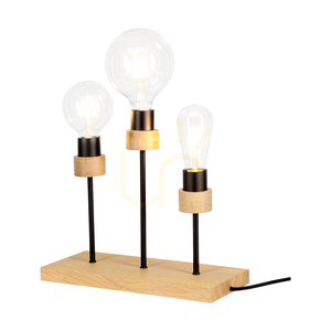Lampa de masă Chandelle, 3xE27, max. 25 W, stejar uleiat/metal negru/cablu împletit negru, 35 cm small 3
