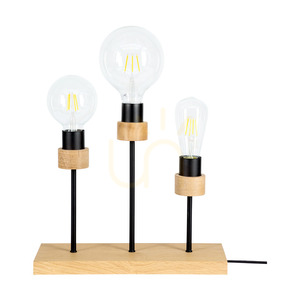 Lampa de masă Chandelle, 3xE27, max. 25 W, stejar uleiat/metal negru/cablu împletit negru, 35 cm small 0